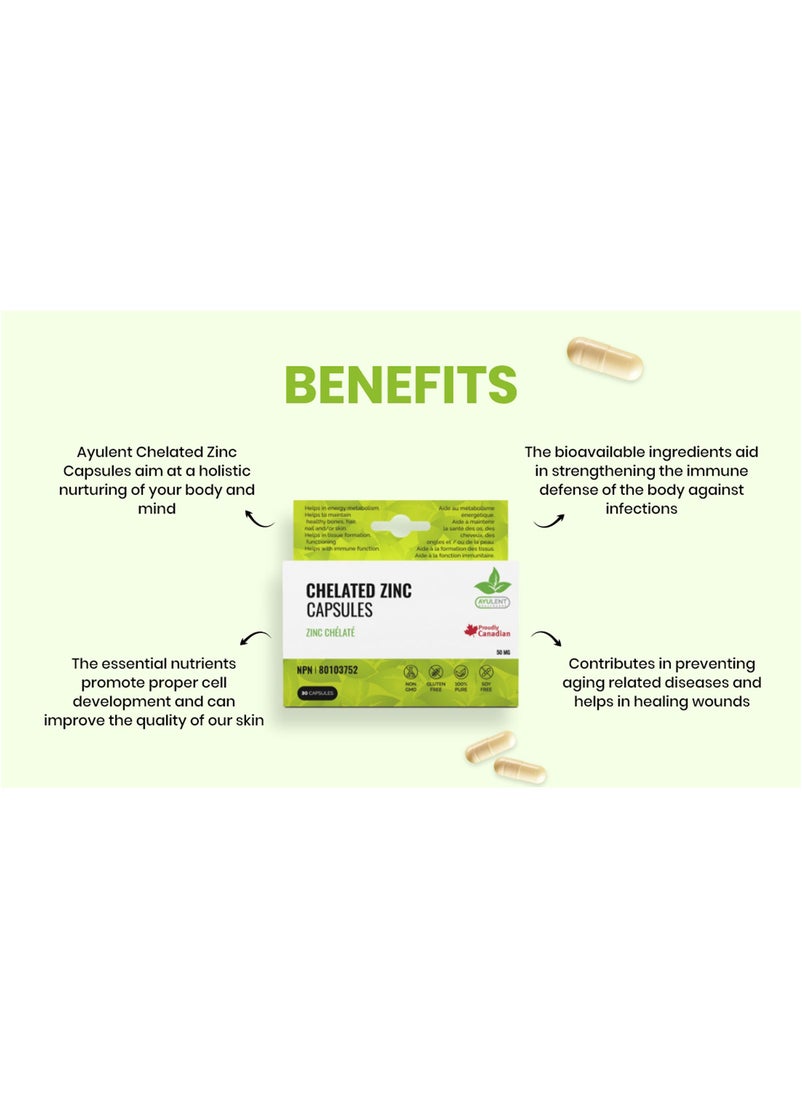 AYULENT Chelated Zinc Capsules 50mg 30 Pieces