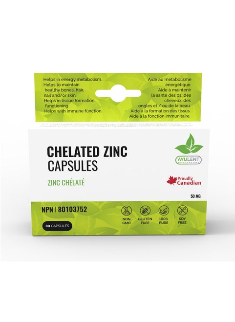 AYULENT Chelated Zinc Capsules 50mg 30 Pieces