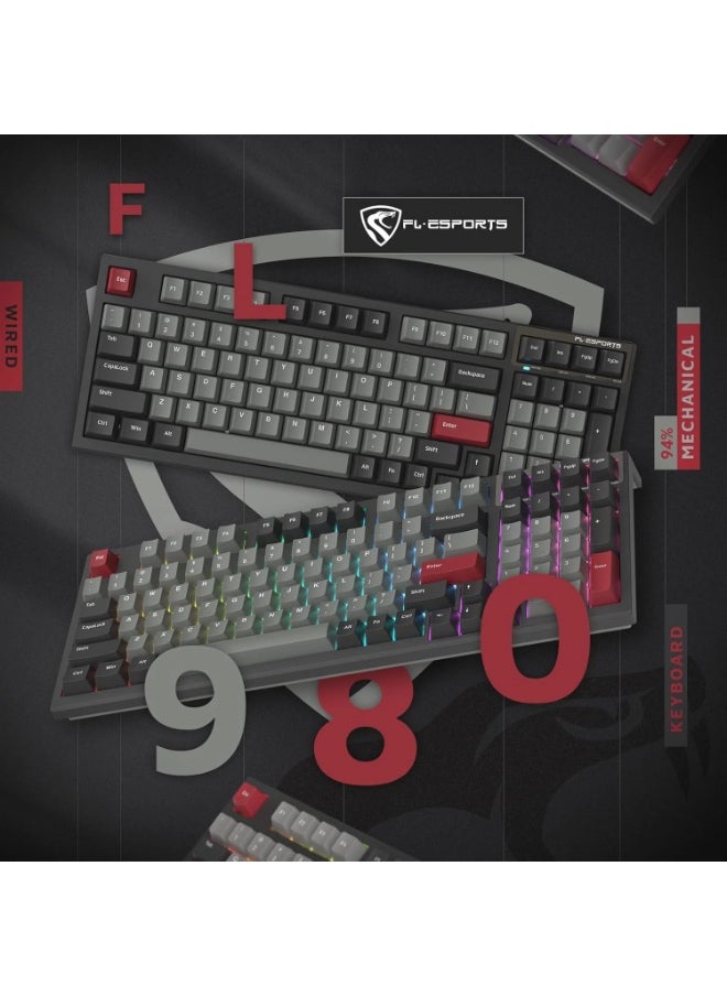 FL ESPORTS FL980 96%  RGB Gaming Mechanical Keyboard  Hot Swappable Kailh Box Red Switch - Programmable, Durable PBT Keycaps  - Image 3