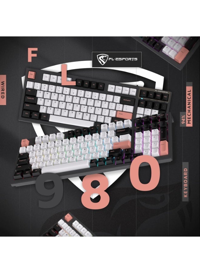 FL ESPORTS FL980 96%  RGB Gaming Mechanical Keyboard  Hot Swappable Kailh Box Red Switch - Programmable, Durable PBT Keycaps - Image 2