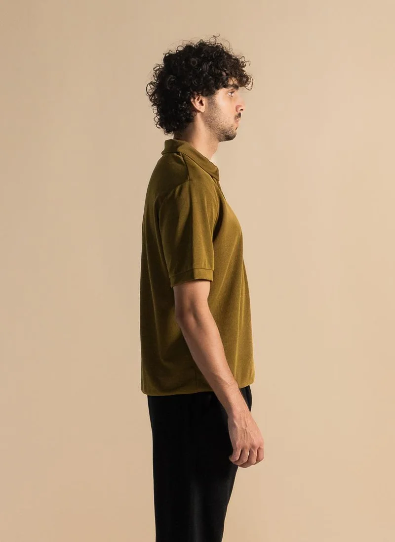 SHAPES ZIPPER DETAIL POLO SHIRT