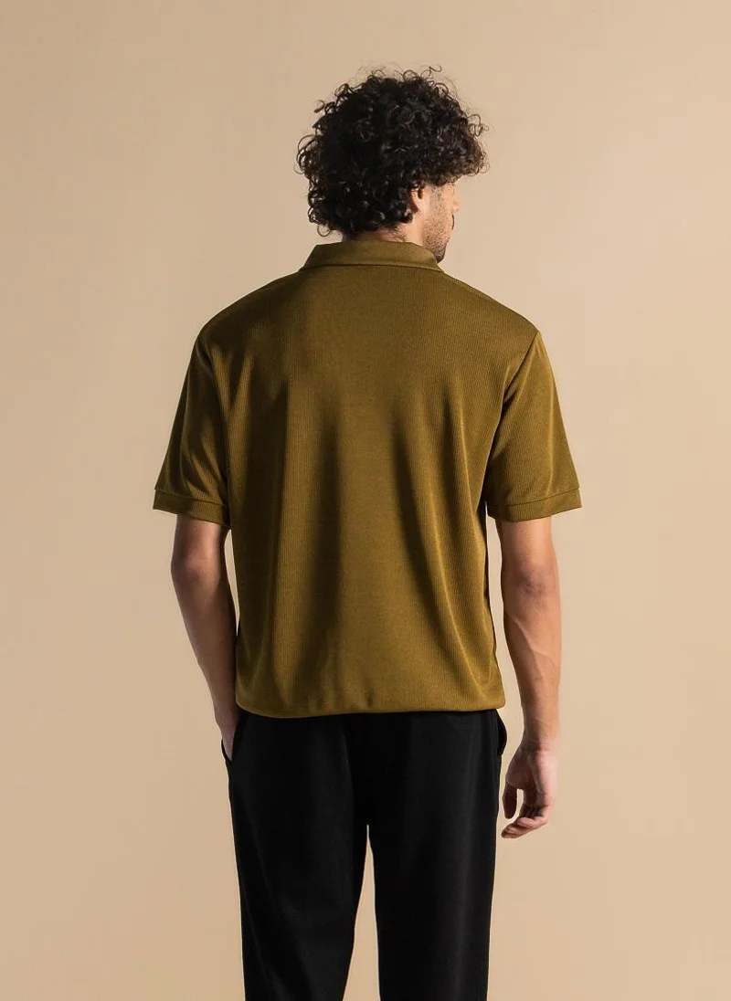 SHAPES ZIPPER DETAIL POLO SHIRT