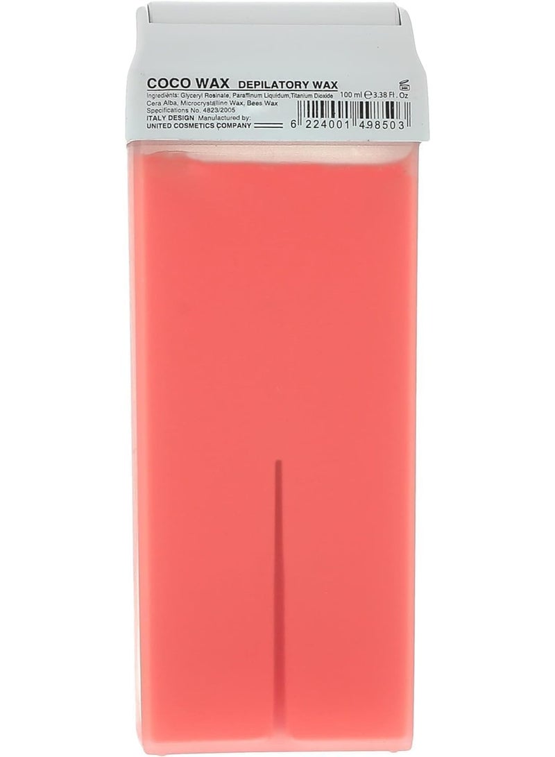 COCO Depilatory Wax 100ml – Soft Wax Refill Cartridge for Roll-On Waxing Kit, Hair Removal Wax for Sensitive Skin, Rose Depilatory Wax, Beige Roll-On Wax, Spa and Salon Hair Removal, Soft Wax Cartridge for Home and Professional Use, Roll-On Wax Refill, Hair Removal Wax for Face & Body - Image 1