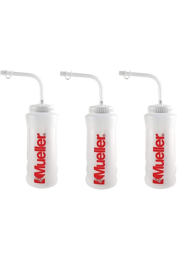 MUELLER Quart Bottle w/Straw, Natural Color w/Red Letters (3 Pack)