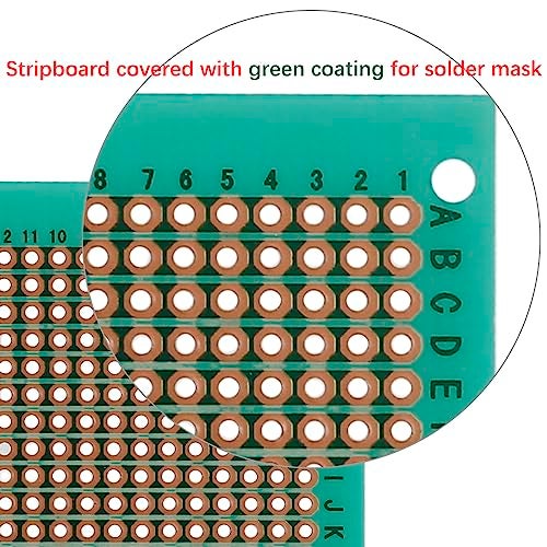 GENNEL 10-Pieces 50mm x 70mm Copper Strip PCB Board, 368 Holes Perfboard, Universal Stripboard Printed Circuit Board for Soldering Prototyping Testing Repair DIY - Image 5