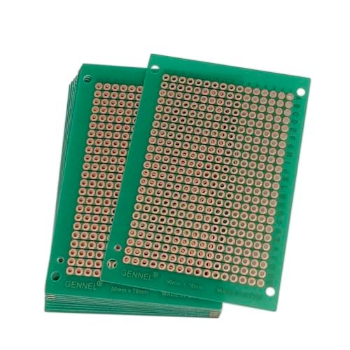 GENNEL 10-Pieces 50mm x 70mm Copper Strip PCB Board, 368 Holes Perfboard, Universal Stripboard Printed Circuit Board for Soldering Prototyping Testing Repair DIY - Image 2
