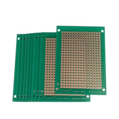 GENNEL 10-Pieces 50mm x 70mm Copper Strip PCB Board, 368 Holes Perfboard, Universal Stripboard Printed Circuit Board for Soldering Prototyping Testing Repair DIY - Image 1