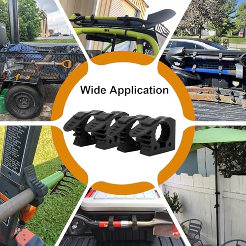 psler حامل مجرفة PSLER للشاحنة مع مشبك مطاطي للإفراج السريع لحامل المجرفة والفأس لشاحنة السرير أو رف السقف أو مقطورة المركبات خارج الطريق UTV عالمي للأدوات بقطر 1-1/7'' إلى 1-3/7'' 4 قطع - Image 3
