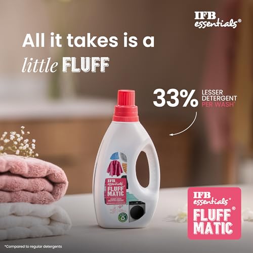 IFB essentials Fluff Matic Front Load Liquid Detergent - 880ML | Removes Tough Stains | Concentrated Formula for Extra Washes | Long Lasting Floral Fragrance | Preserves Softness & Shine - Image 4