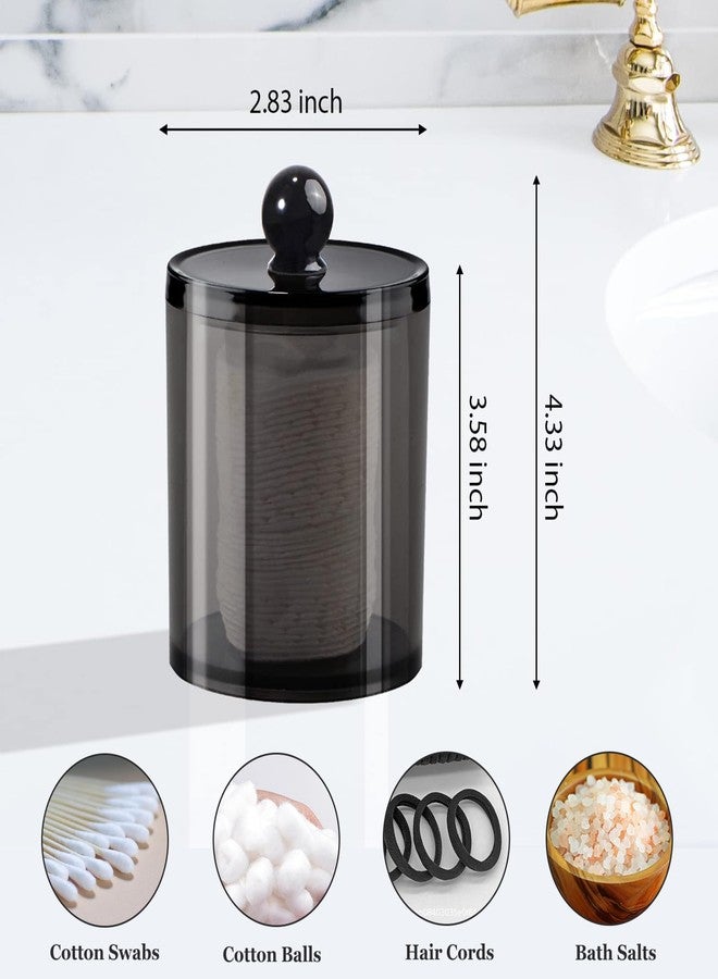 SheeChung 3 Pack Qtip Holder,Apothecary Jars with Lids, Cotton Round Holder with Labels,Minimalist Shatterproof Bathroom Organizer Set for Cotton Swabs,Balls,Pads,Bathroom Accessories (Black) - Image 3