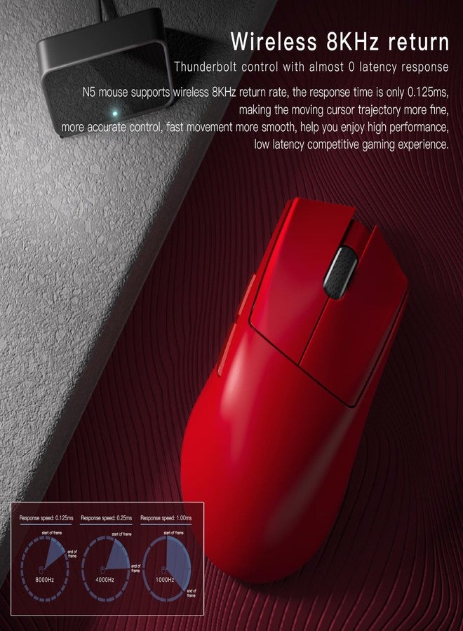 Darmoshark فأرة الألعاب اللاسلكية دارموشارك N5، ثلاثية الوضع 2.4G/USB-C/Bluetooth حتى 26000DPI، مستشعر بصري PAW3395، فأرات ألعاب الكمبيوتر مع 7 أزرار قابلة للبرمجة، مناسبة لنظامي ويندوز وماك، 500mAh-B - Image 3