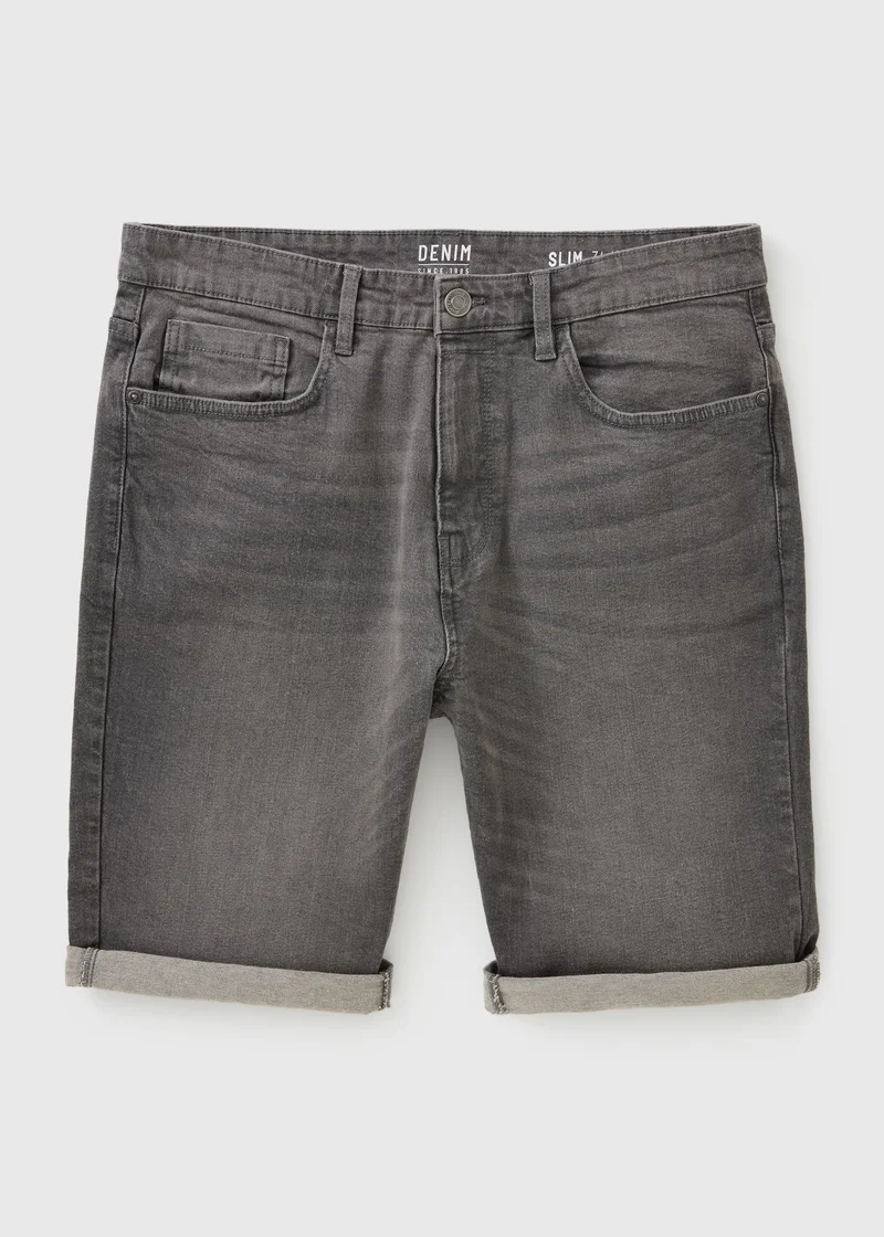 ماتلان Grey Slim Fit Denim Shorts