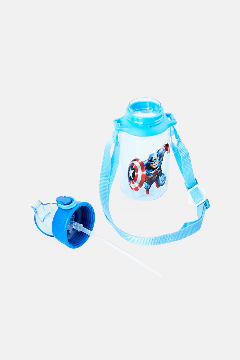 MARVEL Captain America Series Strap Straw Water Bottle 650 ml, Blue - Image 2