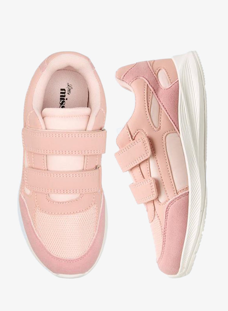 Little Missy Panelled School Sneakers With Hook And Loop Closure - Image 1