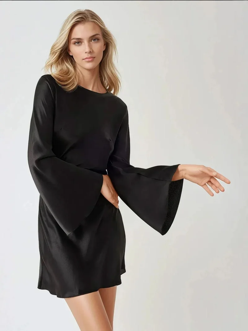 HICCUP Waterfall Back Satin Mini Dress