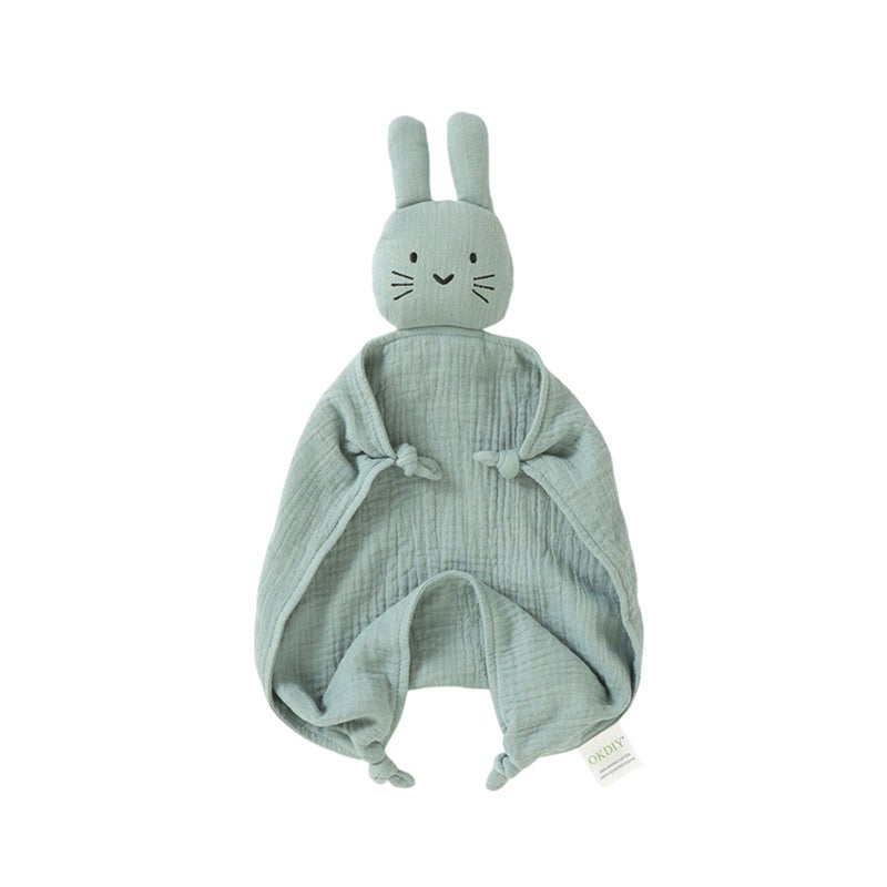 okdiy Organic Cotton Bunny Loveys for Babies,Newborn Baby Lovey Security Blanket,Lovies for Babies New Born Baby Unique Neutral Gifts Boys and Girls (Bunny-Green) - Image 1