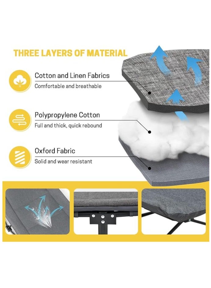 Arabest Camping Cot for Adults with Cushion and Pillow, Portable Folding Bed for Sleeping, Lightweight Tent cot with Carry Bag Supports 450 lbs (Grey) - Image 4