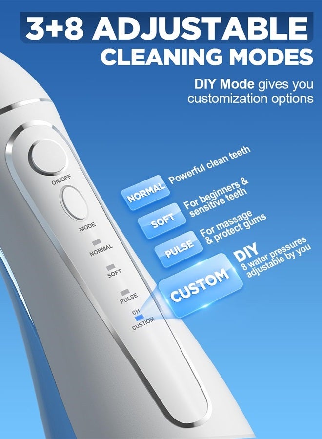Oralfree Water Dental Flosser Cordless for Teeth Cleaning - 4 Modes Oral Irrigator 300ML Braces Flossers Cleaner, Rechargeable Portable IPX7 Waterproof Powerful Battery for Travel Home - Image 4