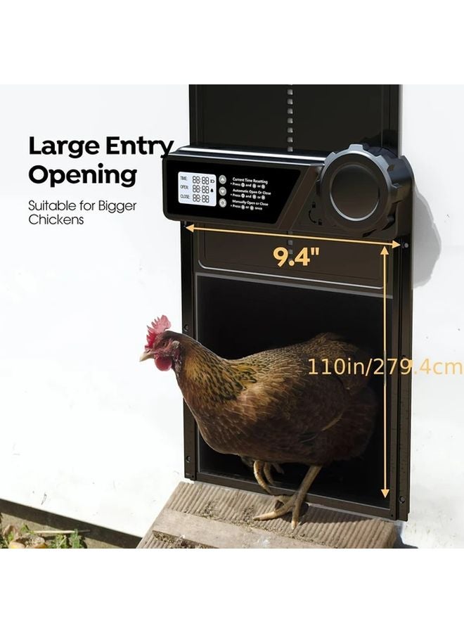 باب قن الدجاج الآلي الأسود مع شاشة LCD مؤقت يعمل بالبطارية - Image 2