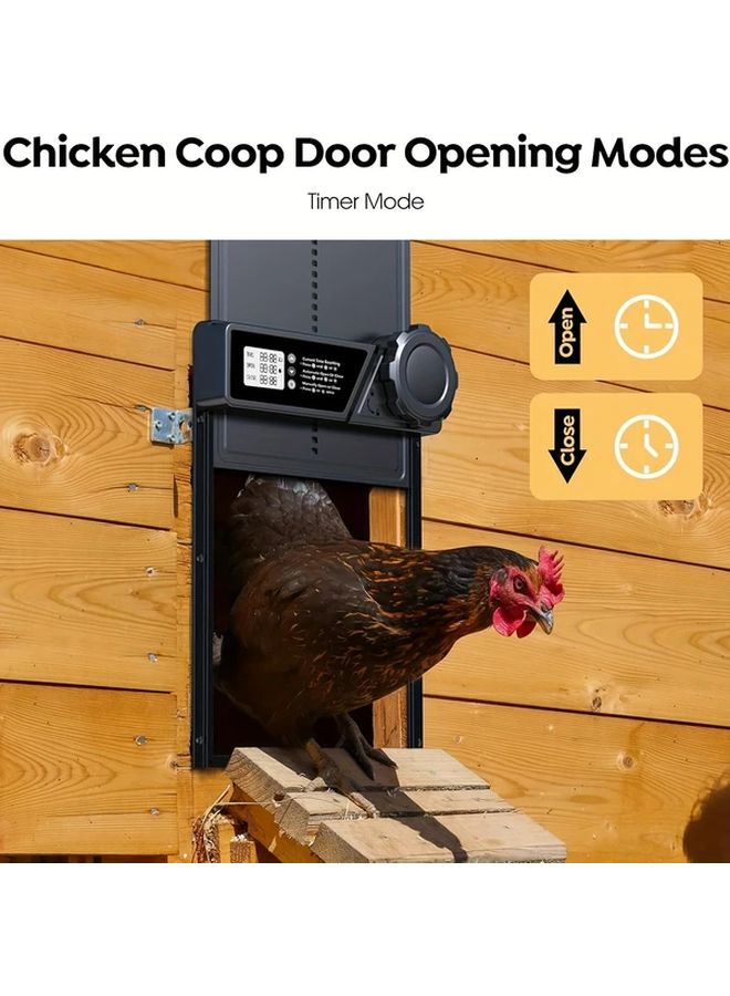 باب قن الدجاج الآلي الأسود مع شاشة LCD مؤقت يعمل بالبطارية - Image 4