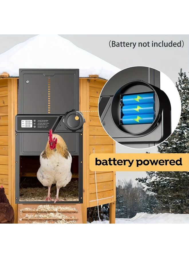 باب قن الدجاج الآلي الأسود مع شاشة LCD مؤقت يعمل بالبطارية - Image 5