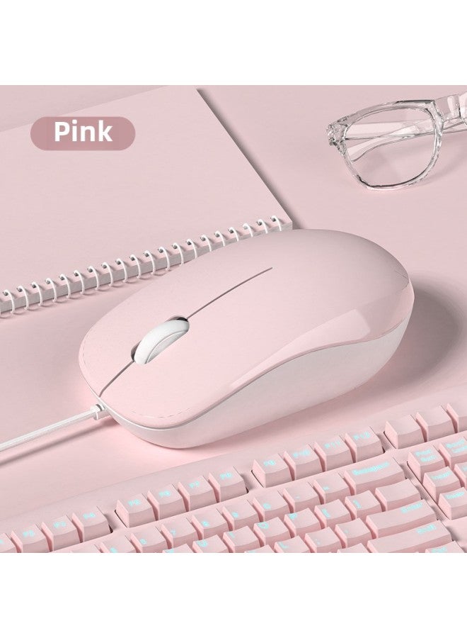 Wired Mouse Girl Office Home Silent Silent Laptop Desktop Universal Wireless-Color:Wired Version 【sakura Pink】 Silent on + Imported Chip-Interface:Official Standard - Image 1