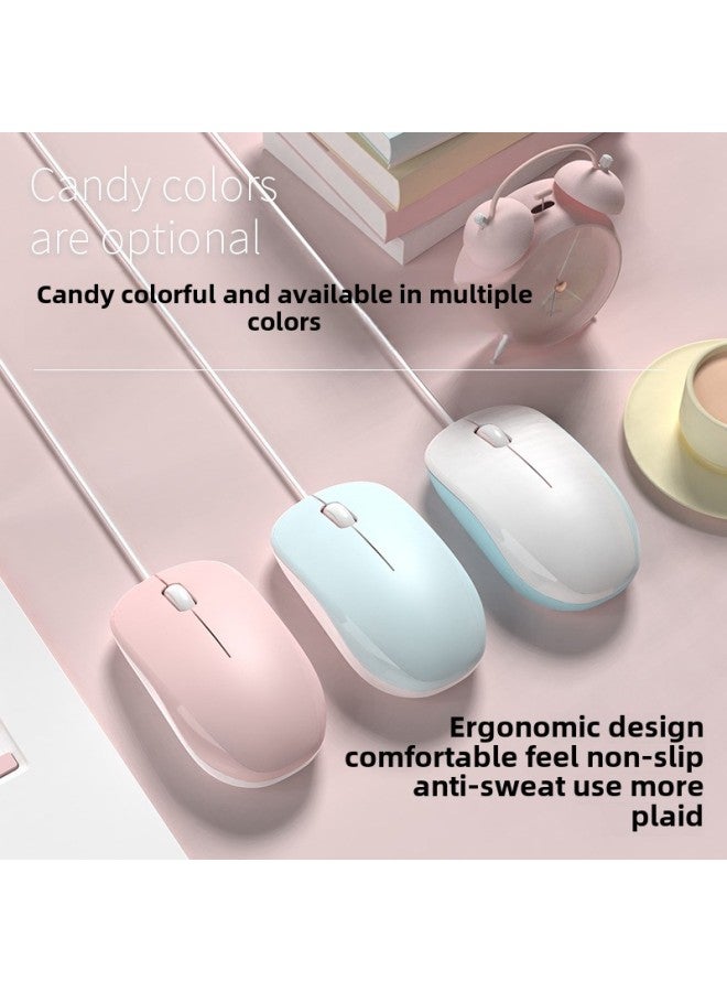 Wired Mouse Girl Office Home Silent Silent Laptop Desktop Universal Wireless-Color:Wired Version 【sakura Pink】 Silent on + Imported Chip-Interface:Official Standard - Image 4