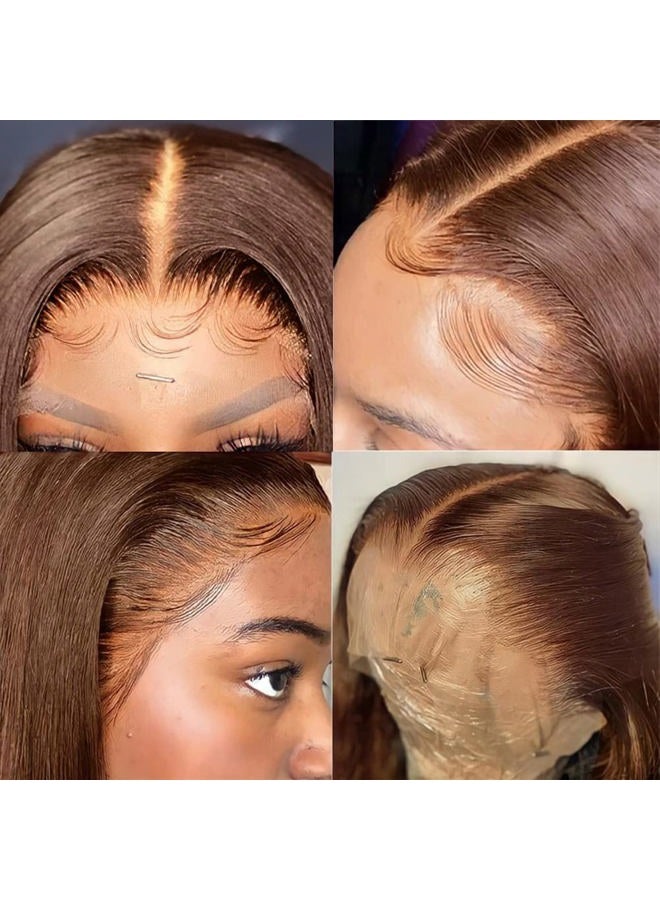 Flady Dark Brown Wig Glueless Wigs Human Hair Straight Lace Front Wigs Human Hair Pre Plucked Invisible HD Lace Wig Human Hair For Women 150 Density - Image 3