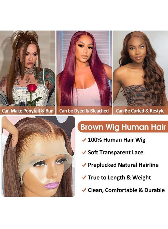 Flady Dark Brown Wig Glueless Wigs Human Hair Straight Lace Front Wigs Human Hair Pre Plucked Invisible HD Lace Wig Human Hair For Women 150 Density - Image 5