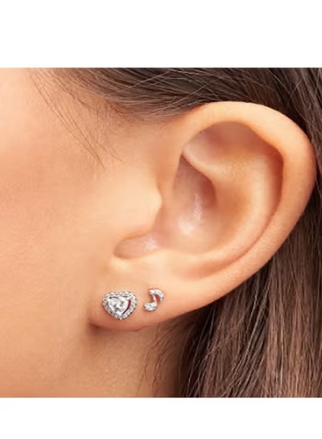 Pan Home أقراط أذن على شكل قلب مرتفع - مصنوعة من الفضة الإسترلينية وزركونيا مكعبة - Image 4