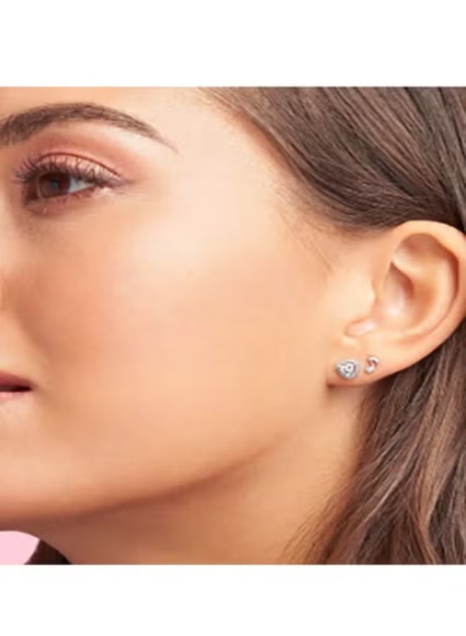 Pan Home أقراط أذن على شكل قلب مرتفع - مصنوعة من الفضة الإسترلينية وزركونيا مكعبة - Image 2