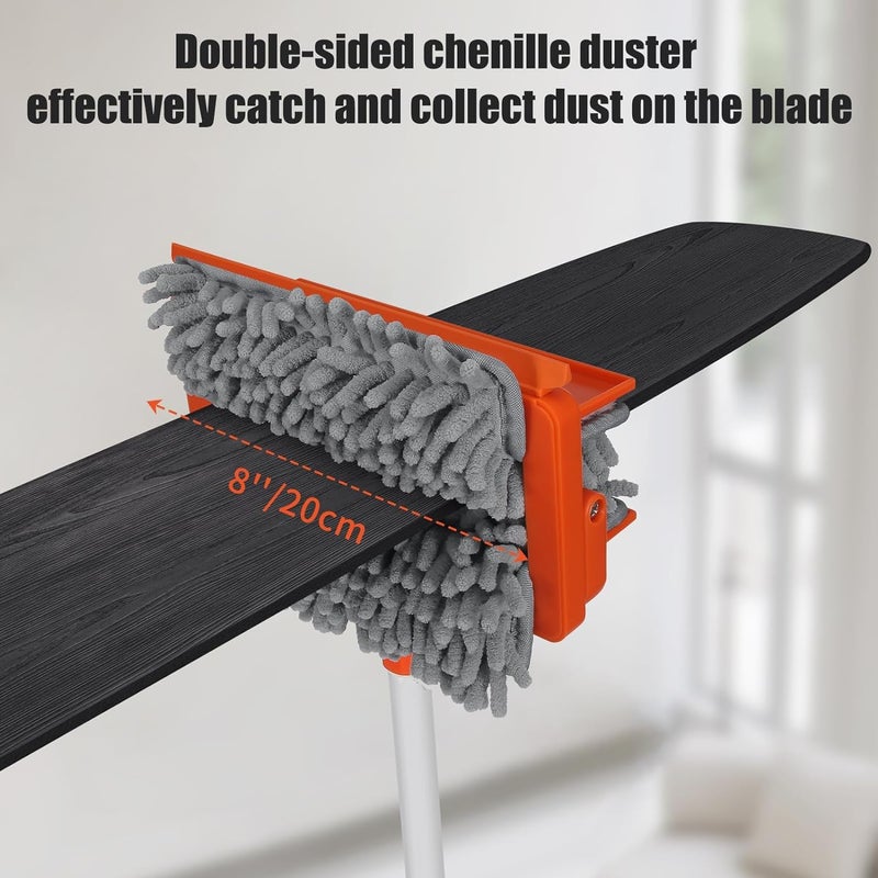 MONJAY 3in1 Fan Cleaner Duster with 159cm Extendable Long Handle for Ceiling Fan Blade,Fan Cleaning Mop with 2 Microfiber Mop Head for Dusting Ceiling Fan Washable Pads for Wipe Wall of Home & Toilet - Image 3