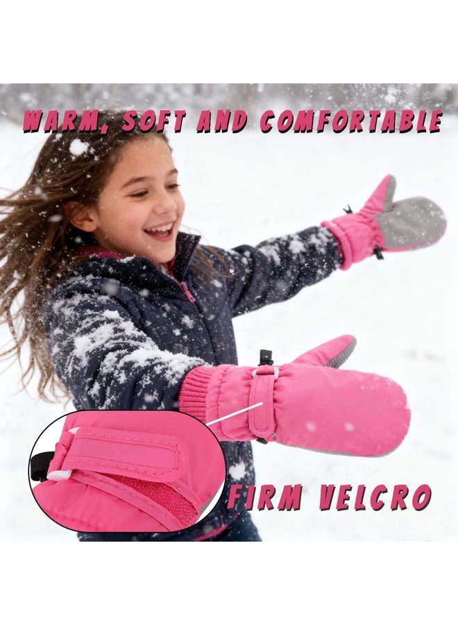 LPMOERA Toddler Mittens Waterproof Kids Winter Ski Gloves Baby Mittens for Boys Girls, Light Purple Dinosaur, M(4-7T) - Image 5