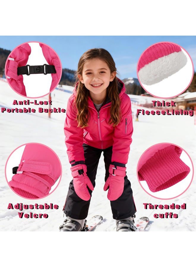 LPMOERA Toddler Mittens Waterproof Kids Winter Ski Gloves Baby Mittens for Boys Girls, Light Purple Dinosaur, M(4-7T) - Image 3