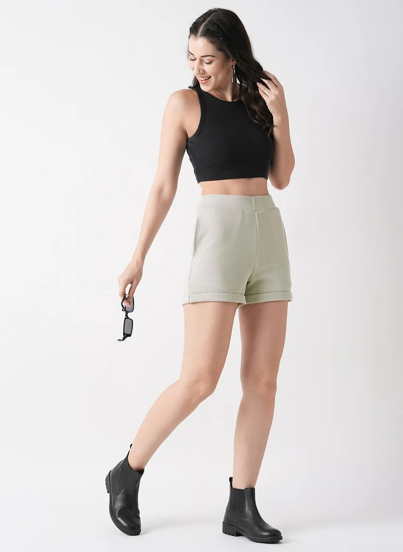 Globus Women Grey Mid-Rise Shorts