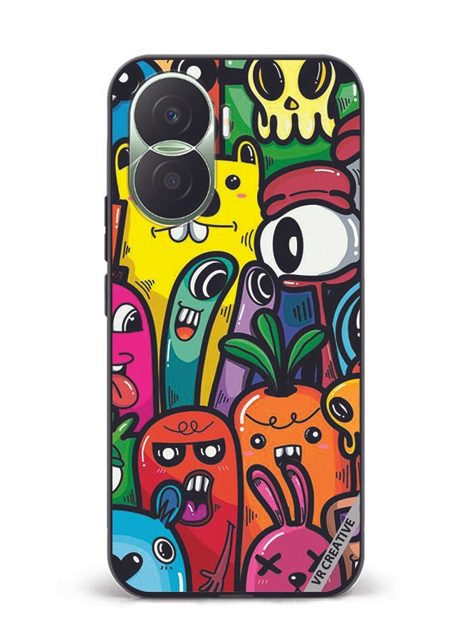 VR CREATIVE Protective Case Cover For Honor Play7T Pro Cartoon3 Design Multicolour - Image 1