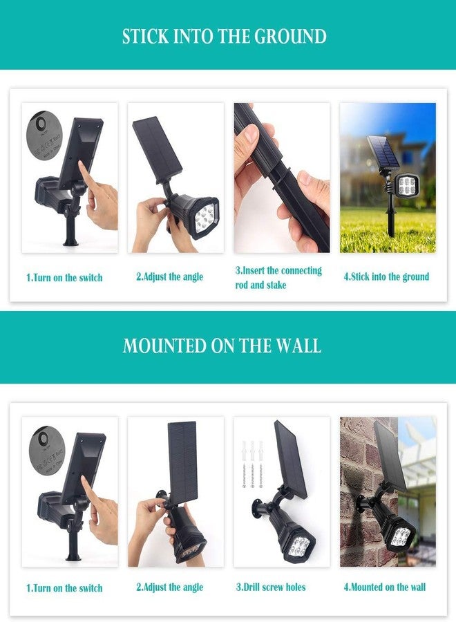 URPOWER Solar Lights Outdoor, Adjustable Solar Spot Lights Outdoor Spotlight 2-in-1 Waterproof Solar Landscape Lights Wall Light, Dusk-to-Dawn Solar Powered Light for Yard, Garden (Cool White, 2 Pack) - Image 5