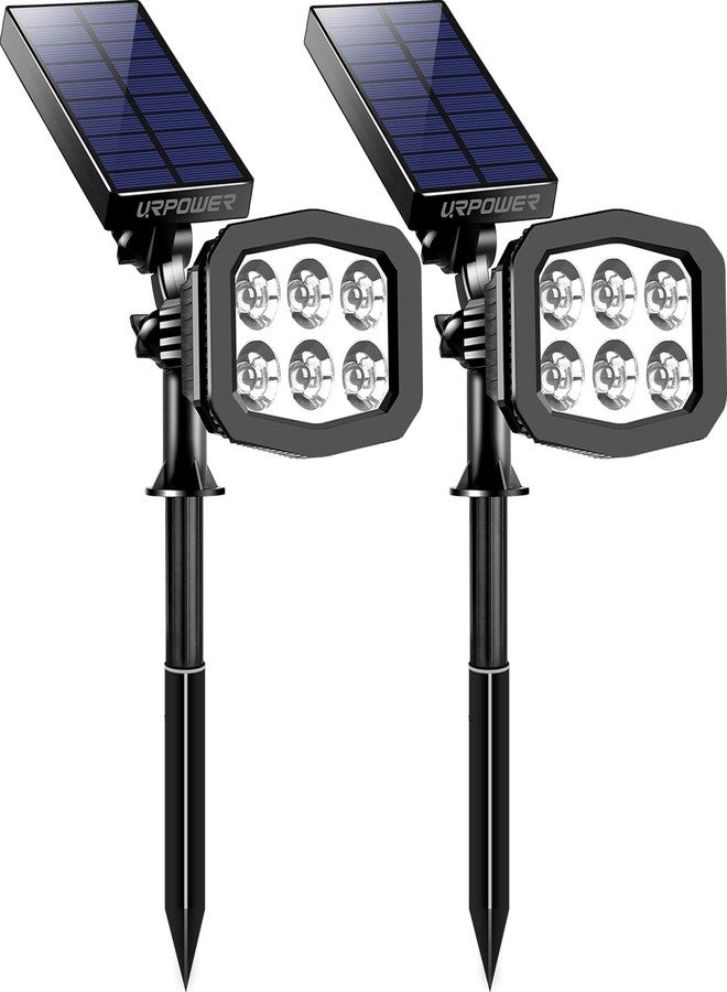 URPOWER Solar Lights Outdoor, Adjustable Solar Spot Lights Outdoor Spotlight 2-in-1 Waterproof Solar Landscape Lights Wall Light, Dusk-to-Dawn Solar Powered Light for Yard, Garden (Cool White, 2 Pack) - Image 1