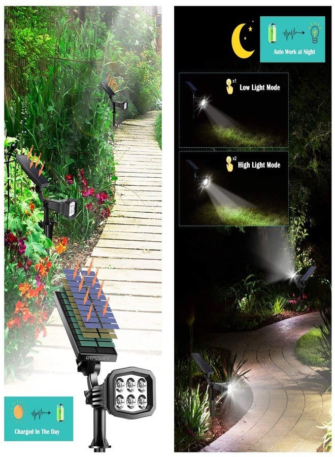 URPOWER Solar Lights Outdoor, Adjustable Solar Spot Lights Outdoor Spotlight 2-in-1 Waterproof Solar Landscape Lights Wall Light, Dusk-to-Dawn Solar Powered Light for Yard, Garden (Cool White, 2 Pack) - Image 3