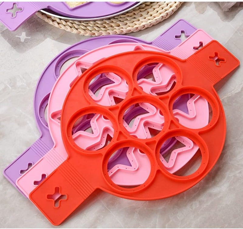 TUKE Nonstick Pancake Molds Ring Silicone Fried Egg Mould Reusable Pancake Maker Egg Ring Kitchen Cooking Baking Tools (Star Shape) - Image 4