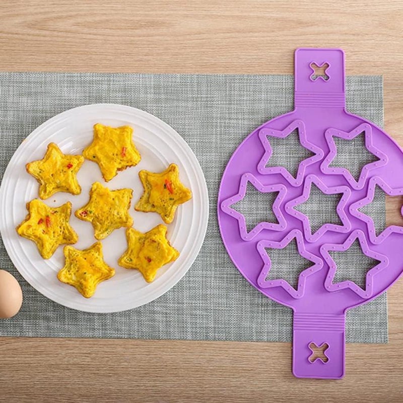 TUKE Nonstick Pancake Molds Ring Silicone Fried Egg Mould Reusable Pancake Maker Egg Ring Kitchen Cooking Baking Tools (Star Shape) - Image 1