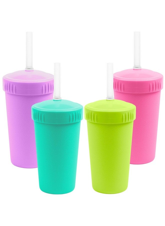 Re-Play 10 oz. Straw Cups for Kids with Silicone Locking Straws - Dishwasher & Microwave Safe - Made in USA - Set of 4-7.37" x 7.37" x 1.25" - Mermaid - Image 1