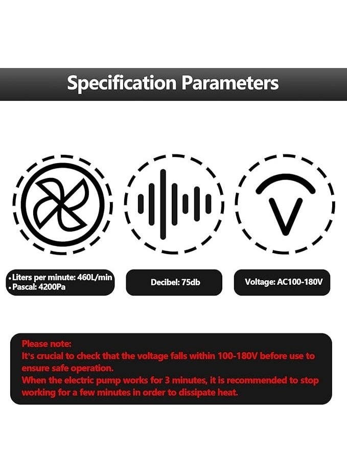 مضخة كهربائية لأكياس التخزين المفرغة من الهواء من ديتران، مضخة تفريغ الهواء للسفر لمختلف أكياس تفريغ الهواء، مضخة هواء محمولة لضغط الشنط والملابس والبطانيات وشنط السفر، أبيض - Image 4