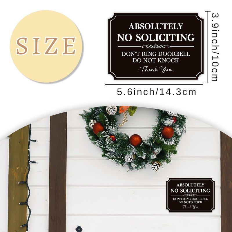 LUHIMO No Soliciting Sign for Front Doorï¼ŒSelf-Adhesive Elegant Do Not Knock or Ring Doorbell No Soliciting Sticker for Home, No Solicitors Sign for Doorbell, House Door, Home, Office 5.6"x 3.9" - Image 2