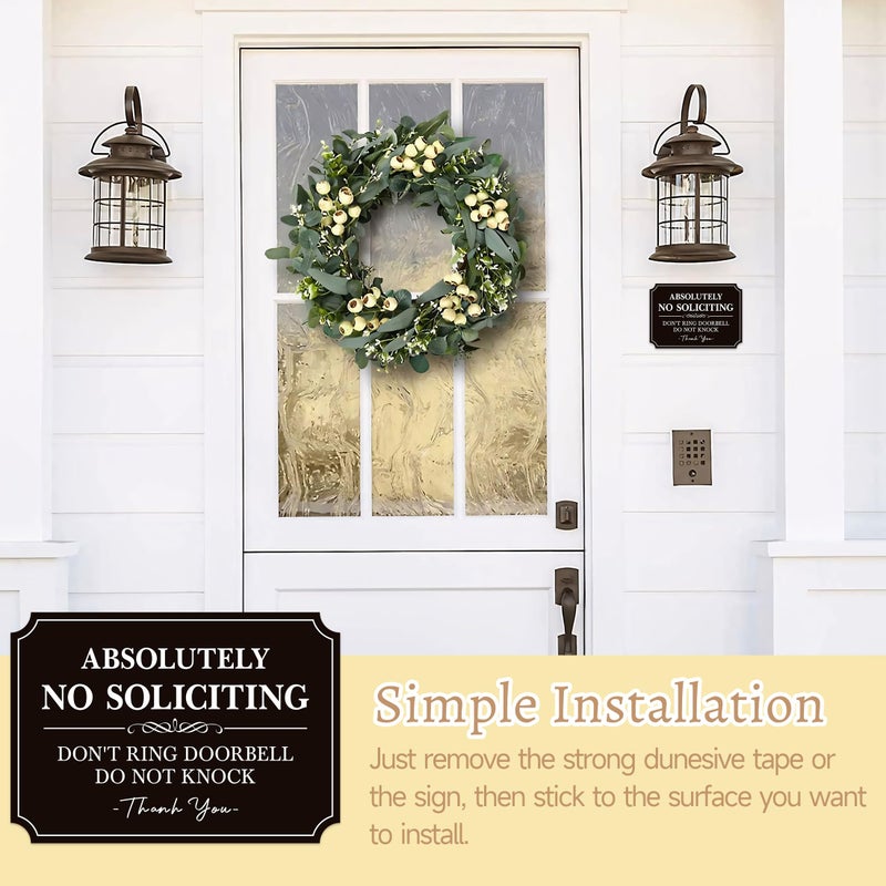 LUHIMO No Soliciting Sign for Front Doorï¼ŒSelf-Adhesive Elegant Do Not Knock or Ring Doorbell No Soliciting Sticker for Home, No Solicitors Sign for Doorbell, House Door, Home, Office 5.6"x 3.9" - Image 5