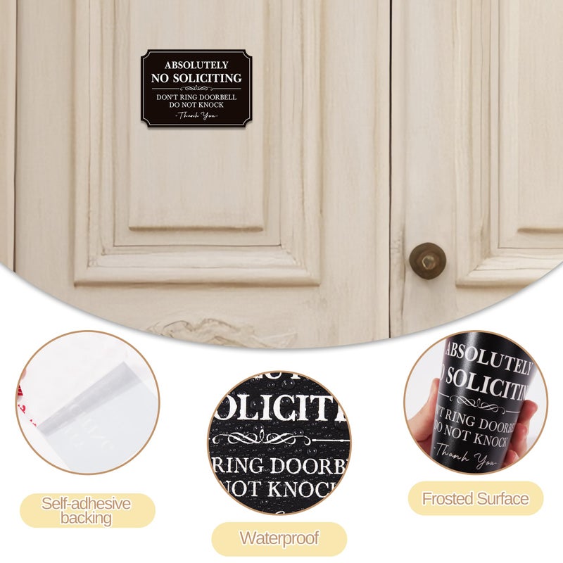 LUHIMO No Soliciting Sign for Front Doorï¼ŒSelf-Adhesive Elegant Do Not Knock or Ring Doorbell No Soliciting Sticker for Home, No Solicitors Sign for Doorbell, House Door, Home, Office 5.6"x 3.9" - Image 4