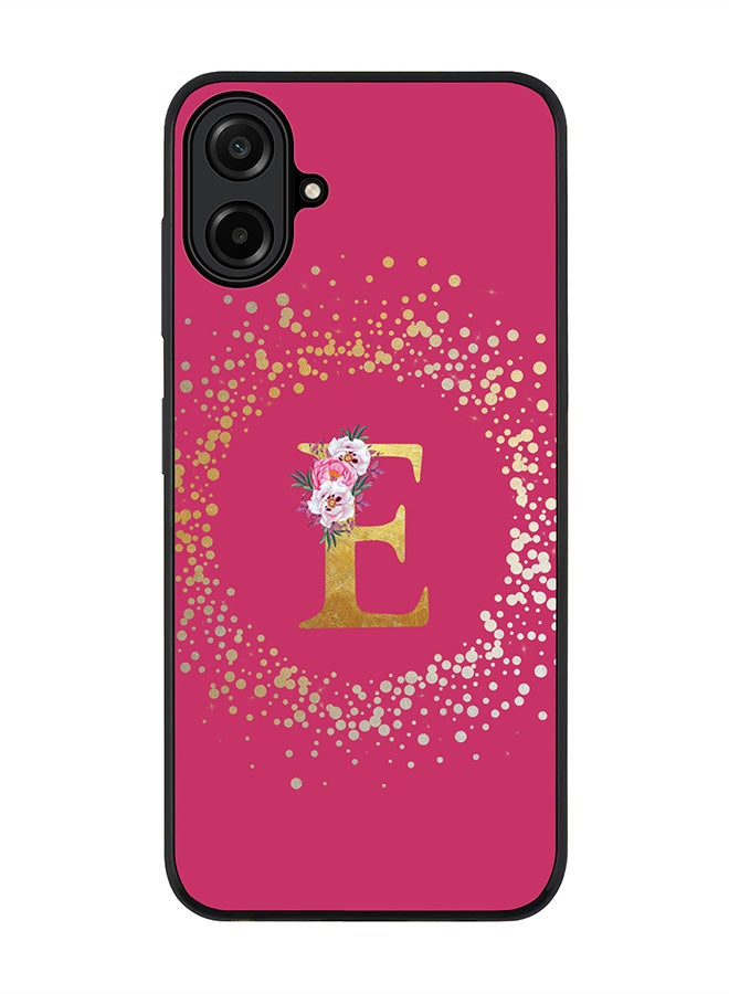 Stylizedd For Samsung Galaxy A07 4G Case,Slim fit Camera Protection, Shockproof Thin Phone cover  - Custom Monogram Floral - E ( Deep Pink )
