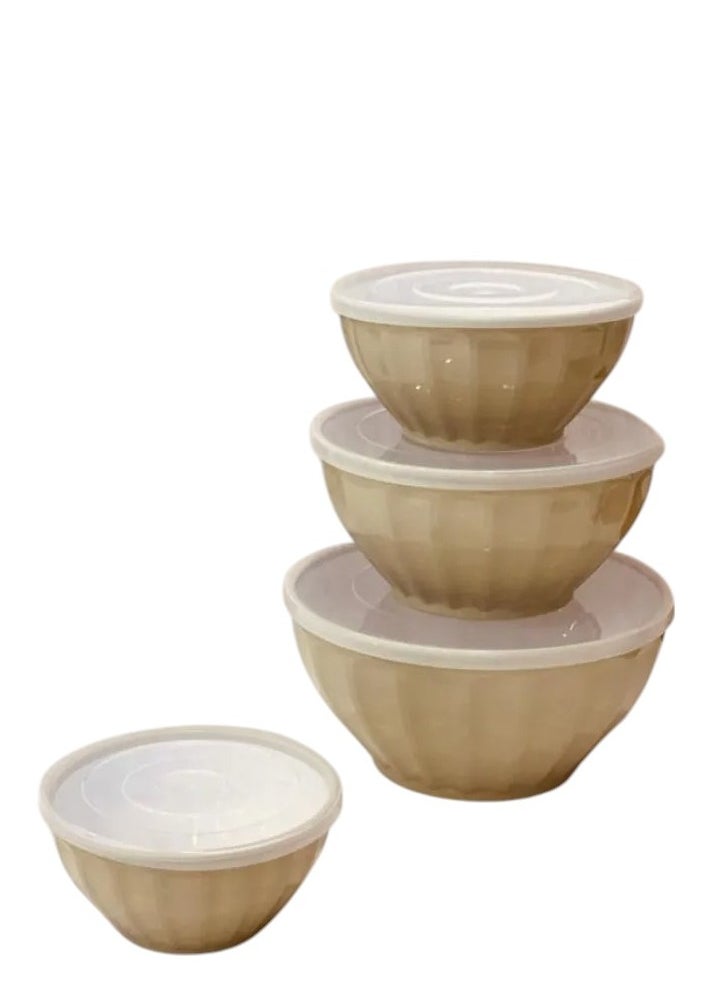 BASURRAH - 4-Piece Plastic Mixing Bowl Set with Lids - Serving and Prep Bowls, Nesting Salad Bowl, Microwave Safe (1.5 | 2.4 | 3.5 | 5 Liter) - Image 1