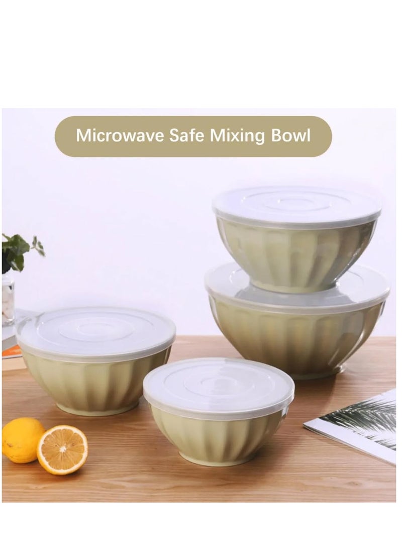 BASURRAH - 4-Piece Plastic Mixing Bowl Set with Lids - Serving and Prep Bowls, Nesting Salad Bowl, Microwave Safe (1.5 | 2.4 | 3.5 | 5 Liter) - Image 1