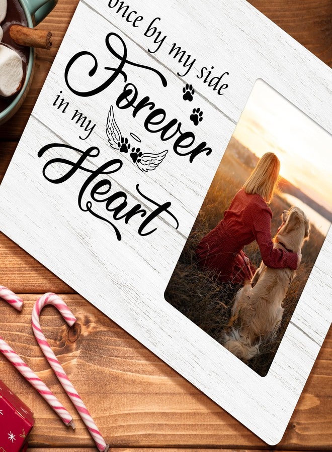 HODODAN Dog Memorial Gifts for Loss of Dog, Pet Loss Sympathy Gift, Once By My Side Forever in My Heart Wooden Picture Frames, 4x6 inch Photo - Image 3